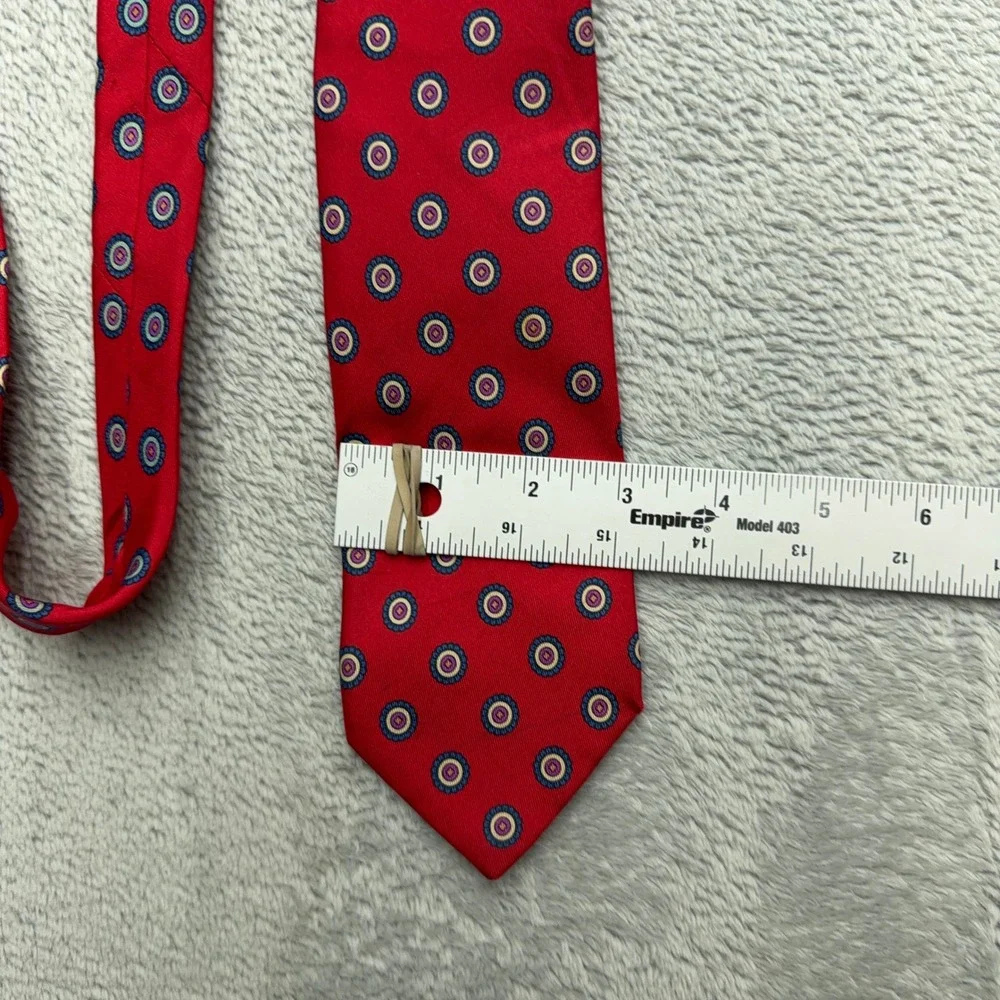 Robert Talbott Necktie Mens OS Red Medallion Geometric Silk Hand Sewn USA Made
